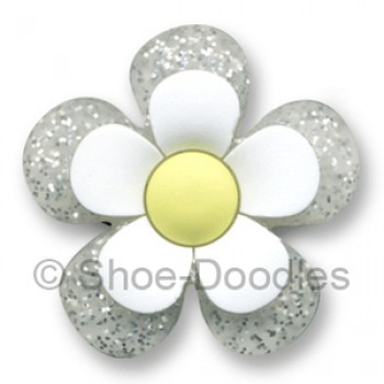 White Flower with Glitter Charm